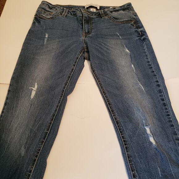 Kenneth Cole distressed raw hem medium wash skinny jeans size 4 - Picture 3 of 8